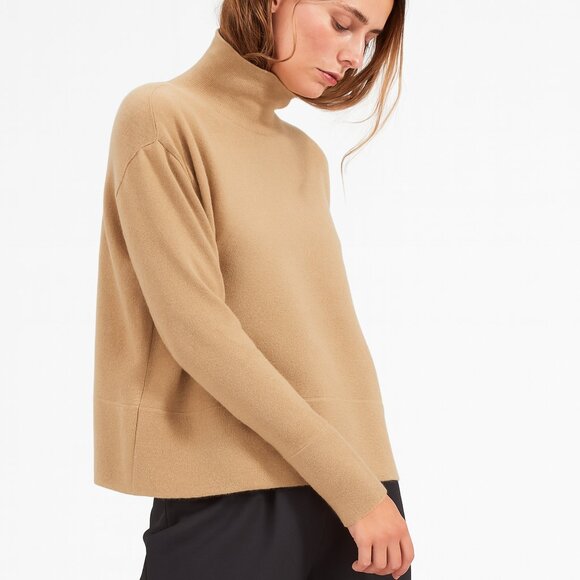 Everlane The Cashmere Square Turtleneck in Camel Size Small - Picture 1 of 4